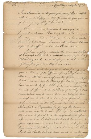 Lot #334 Daniel Brodhead: ?Genl. Washington having been wrote to by Genl. Lincoln,? the Continental Army hopes to address ?the scarcity of officers? - Image 1