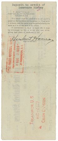 Lot #66 Herbert Hoover: 1929 presidential paycheck—two months before Black Tuesday - Image 1