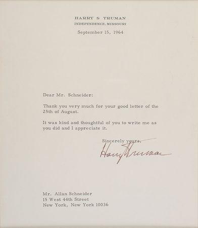 Lot #128 Harry S. Truman Typed Letter Signed - Image 1
