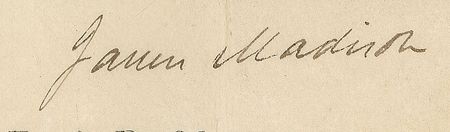 Lot #7 James Madison: Handsome scallop-top pass for a ship ?mounted with Six guns? - Image 2