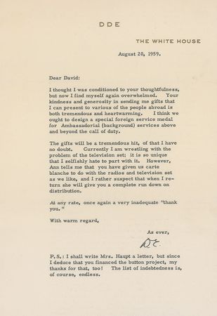 Lot #130 Dwight D. Eisenhower Typed Letter Signed - Image 1