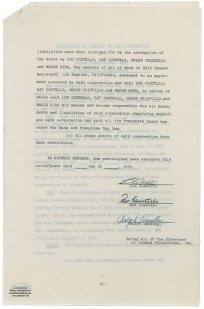 Lot #778 Lou Costello - Image 1