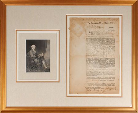 Lot #180 Massachusetts: John Hancock: Twice-signed Hancock appointment issued shortly after his surprise resignation - Image 1