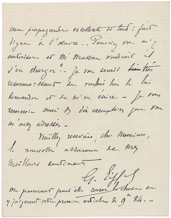 Lot #495 Gustave Eiffel: Four months into the construction of the Eiffel tower: 