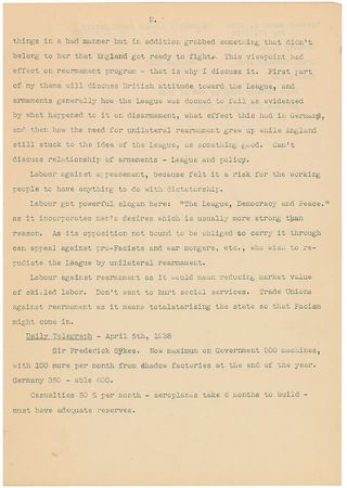 Lot #93 John F. Kennedy: Amazing manuscript related to Why England Slept: “The persecution of the Jews aroused more animosity than the march at the Rhineland” - Image 3