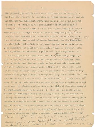 Lot #93 John F. Kennedy: Amazing manuscript related to Why England Slept: “The persecution of the Jews aroused more animosity than the march at the Rhineland” - Image 8
