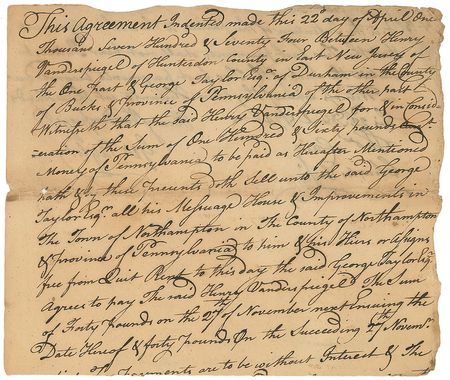 Lot #191 Pennsylvania: George Taylor: The supremely rare Pennsylvania signer - Image 1