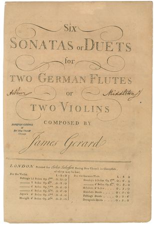 Lot #198 South Carolina: Arthur Middleton: German flute sheet music from the exceptionally rare signer - Image 1