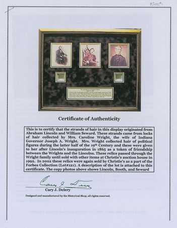 Lot #115 Abraham Lincoln and William H. Seward Hair - Image 4