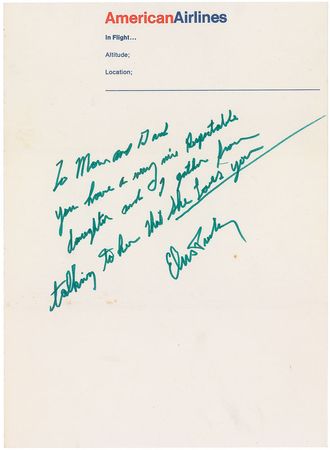Lot #636 Elvis Presley: Rare and tender 1971 letter from a flying Elvis - Image 1