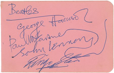 Lot #607 Beatles: Full set of Fab Four signatures from 1963 - Image 1