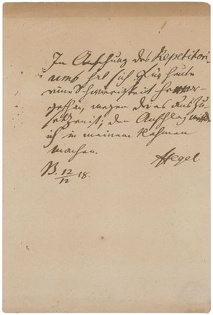 Lot #293 Georg Wilhelm Friedrich Hegel: Rare letter from one of the world?s greatest philosophers - Image 1