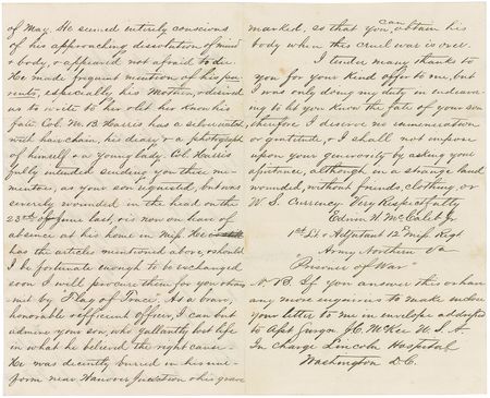 Lot #422 Civil War: “I can but admire your son, who gallantly lost life in what he believed the right cause” - Image 2