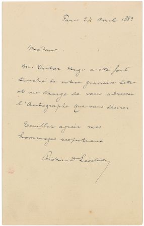 Lot #537 Victor Hugo Signature - Image 1