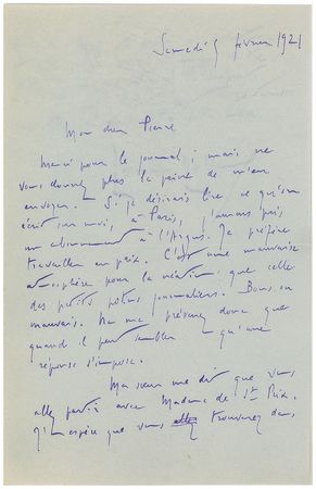Lot #548 Romain Rolland Handwritten Letter Signed - Image 1