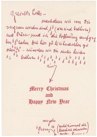 Lot #795 Fritz Lang Christmas Card - Image 1
