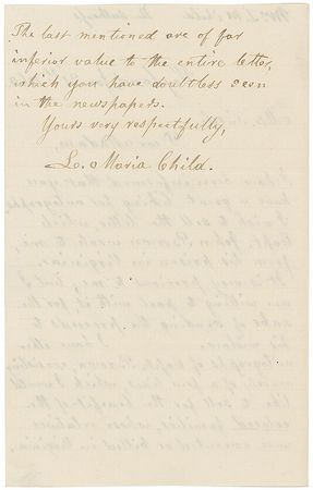Lot #343 Lydia Maria Child: ?I wish to sell the letter, which Capt. John Brown wrote to me, from his prison?for the benefit of the colored families, whose relatives were executed or killed in Virginia? - Image 2