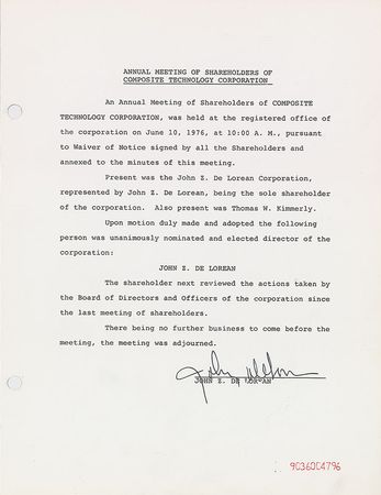 Lot #346 John DeLorean Signed Document - Image 2