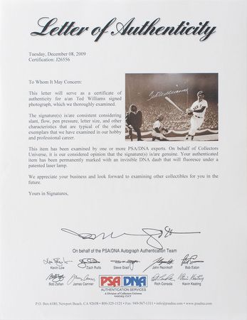 Lot #838 Ted Williams Signed Photographs - Image 4
