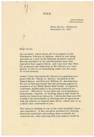 Lot #91 Dwight D. Eisenhower Typed Letter Signed - Image 1