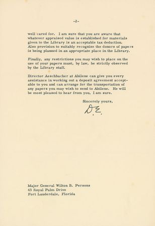 Lot #91 Dwight D. Eisenhower Typed Letter Signed - Image 2