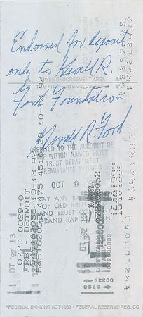 Lot #108 Gerald Ford: Rare twice-signed check - Image 1