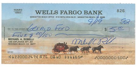 Lot #108 Gerald Ford: Rare twice-signed check - Image 2