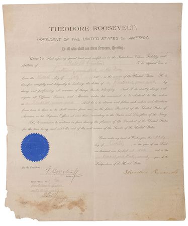 Lot #55 Theodore Roosevelt Signed Document