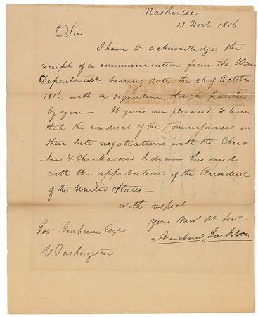 Lot #14 Andrew Jackson: “Negotiations with the