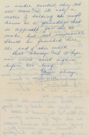 Lot #536 Ernest Hemingway: Scarce late-in-life Hemingway letter - Image 2