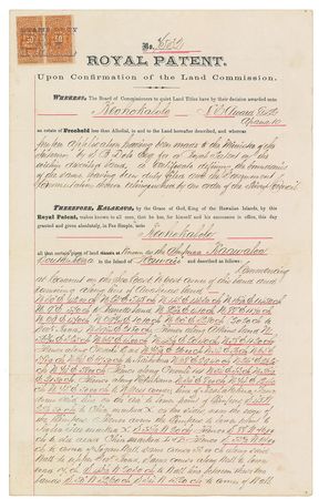 Lot #325 Queen Liliuokalani: Rare Hawaiian land grant at the site of Captain Cook’s murder - Image 1