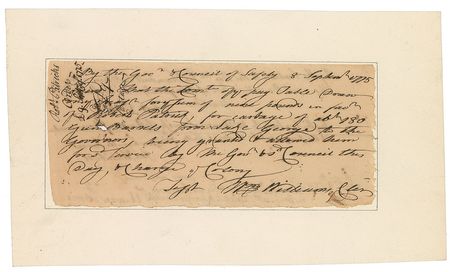 Lot #169 Connecticut: William Williams and Jonathan Trumbull: Scarce 1775 pay order by two important Connecticut patriots - Image 1