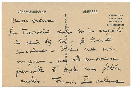 Lot #588 Francis Poulenc Handwritten Letter Signed - Image 1
