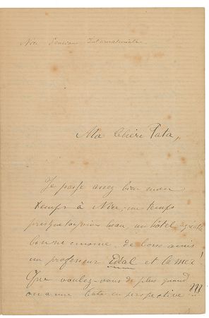 Lot #509 Henri de Toulouse-Lautrec: Rare Lautrec signed in full: “Carnival here is magnificent! Everyone wears masks and throws confetti” - Image 1
