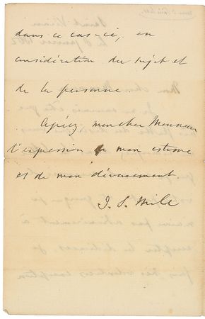 Lot #296 John Stuart Mill Handwritten Letter Signed - Image 2