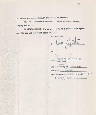 Lot #672 The Carpenters Signed Document - Image 1