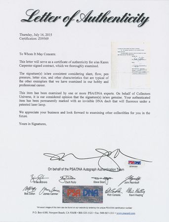 Lot #672 The Carpenters Signed Document - Image 4