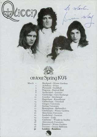 Lot #640 Queen: Complete set of tour figures signed backstage in 1974 - Image 1