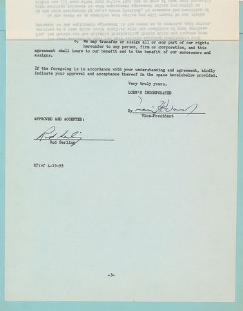 Lot #805 Rod Serling Signed Document - Image 2