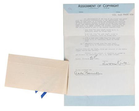 Lot #793 Jerome Kern Signed Document - Image 1