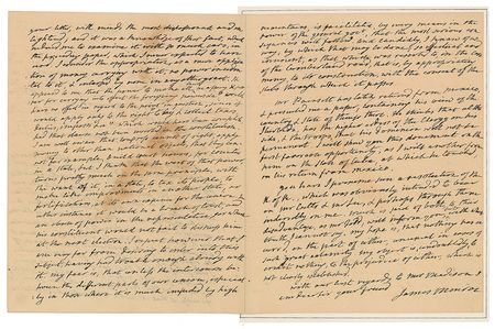 Lot #9 James Monroe: President Monroe writes to James Madison: 