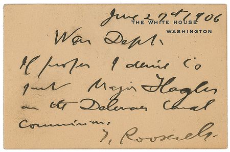 Lot #56 Theodore Roosevelt Signed Note