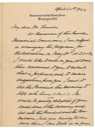 Lot #62 William H. Taft Handwritten Letter Signed - Image 1