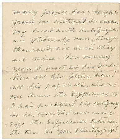 Lot #403 Varina Davis: ?My husband?s autographs are extremely rare: though thousands are sold, they are mine? - Image 2