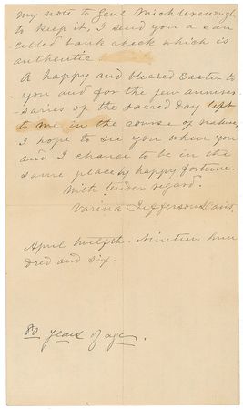 Lot #403 Varina Davis: ?My husband?s autographs are extremely rare: though thousands are sold, they are mine? - Image 3