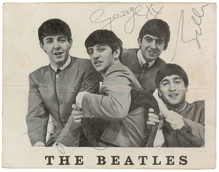 Lot #609 Beatles: Official 1964 fan club card from John, Paul, and George - Image 1