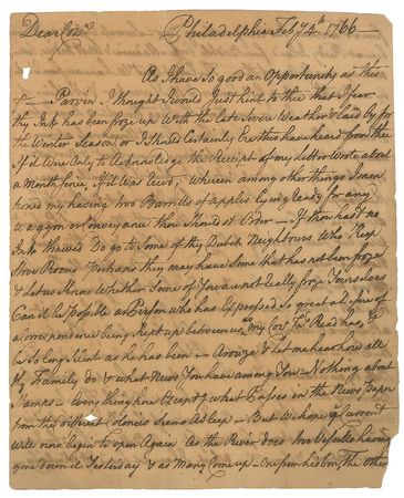 Lot #257 Stamp Act: William Logan Handwritten Letter Signed - Image 1