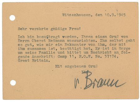Lot #487 Wernher von Braun Typed Notes Signed - Image 1