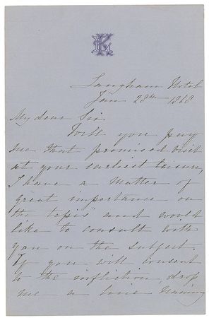 Lot #756 Laura Keene: Scarce letter from the Fordâ??s Theatre actress - Image 1