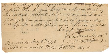 Lot #237 James Otis, Jr. and James Warren Signed Document - Image 1